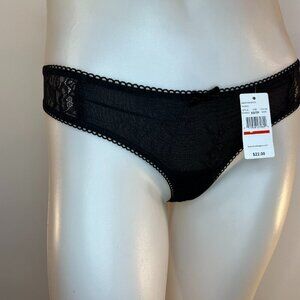 Blush Women's Dark Whisper Black Lace Thong Panty - Size XS - NWT